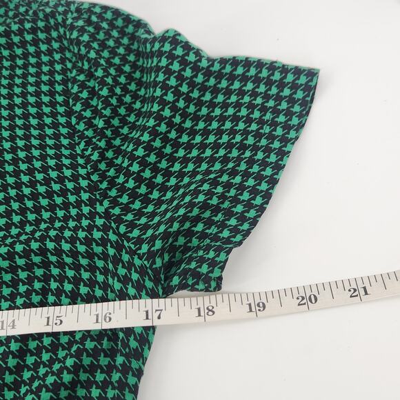 Forever 21 Houndstooth Button Down Shirt Romper Size Small Green Black Academia - Picture 6 of 8